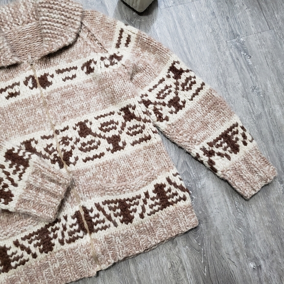 Vintage * Hand Knit Cowichan Sweater * Sz M L XL - Picture 7 of 11